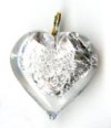 1 13x13x6mm Crystal with Foil Lampwork Heart Pendant